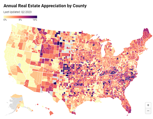 Annual Real Estate Appreciation by County